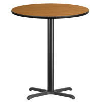 Flash Furniture XU-RD-36-NATTB-T3030B-GG 36" Round Natural Laminate Table Top with 30" Bar Height Table Base